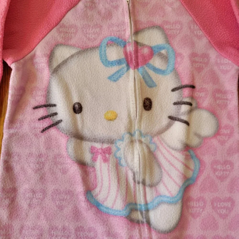 Sanrio Hello Kitty 5T Fleece Pajama Footie PJs Pink‎ Purple Vintage Y2K 2002